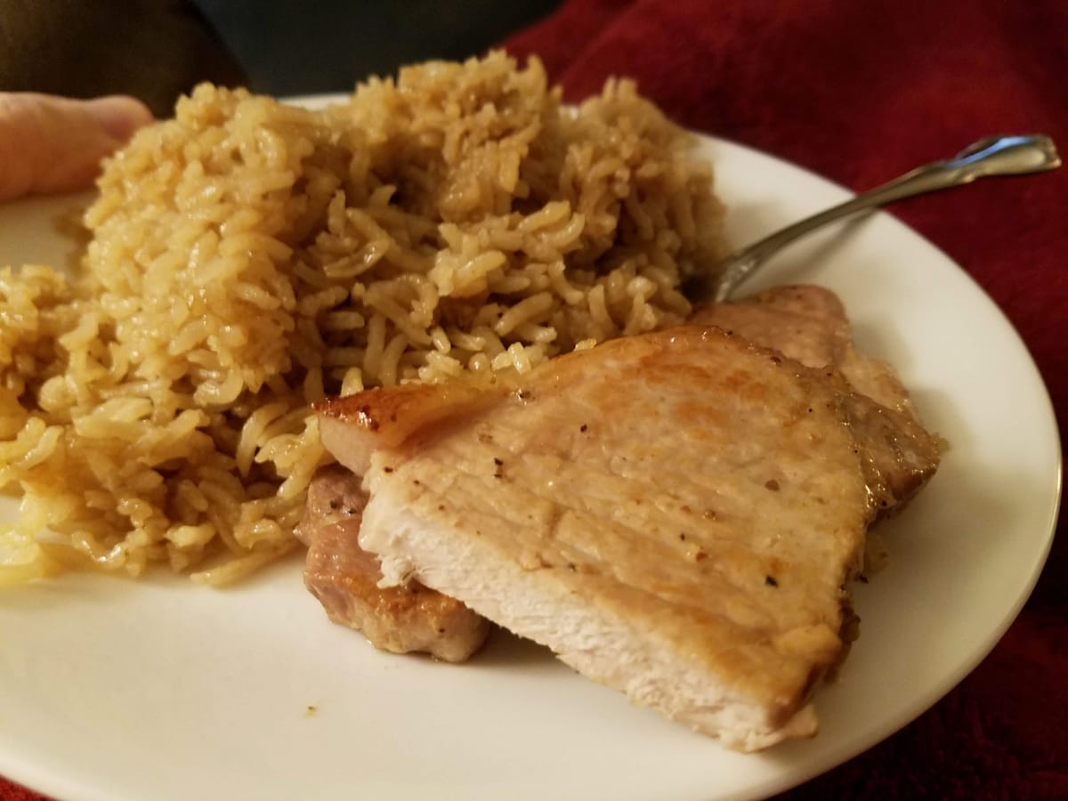 Baked Pork Chops on Rice